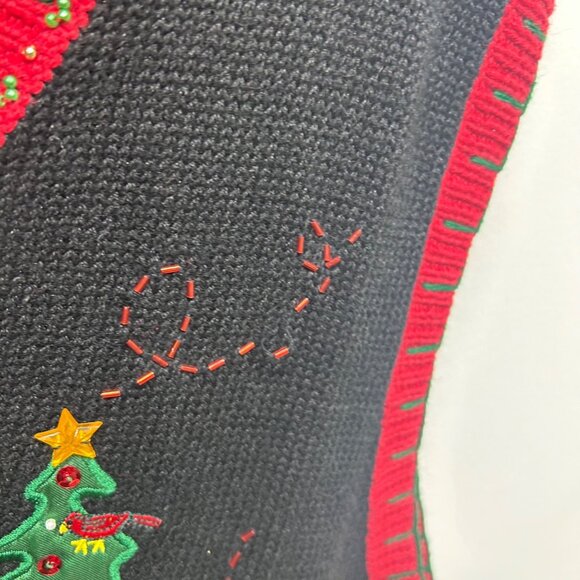 Basic Editions Holiday Sweater Vest 3X Christmas Tree Embroidered Black & Red - Picture 7 of 11
